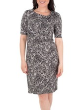 JS COLLECTION Womens Gray Lined 3/4 Sleeve Midi Evening Fit + Flare Dress 6