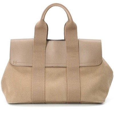 HERMES Valparaiso PM handbag, Etoupe Toile leather, for women