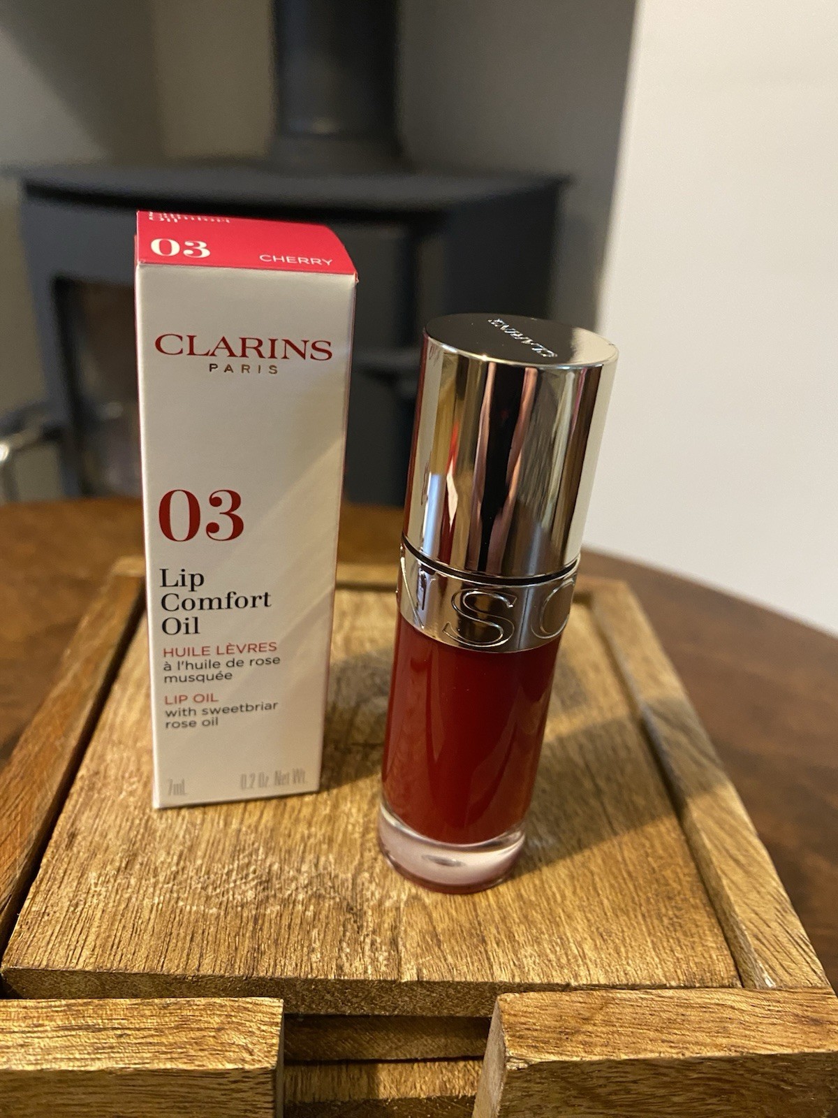 Clarins  Lip Comfort Oil 003 - Cherry 7ml  - BNIB RRP £27  With Rose Oil