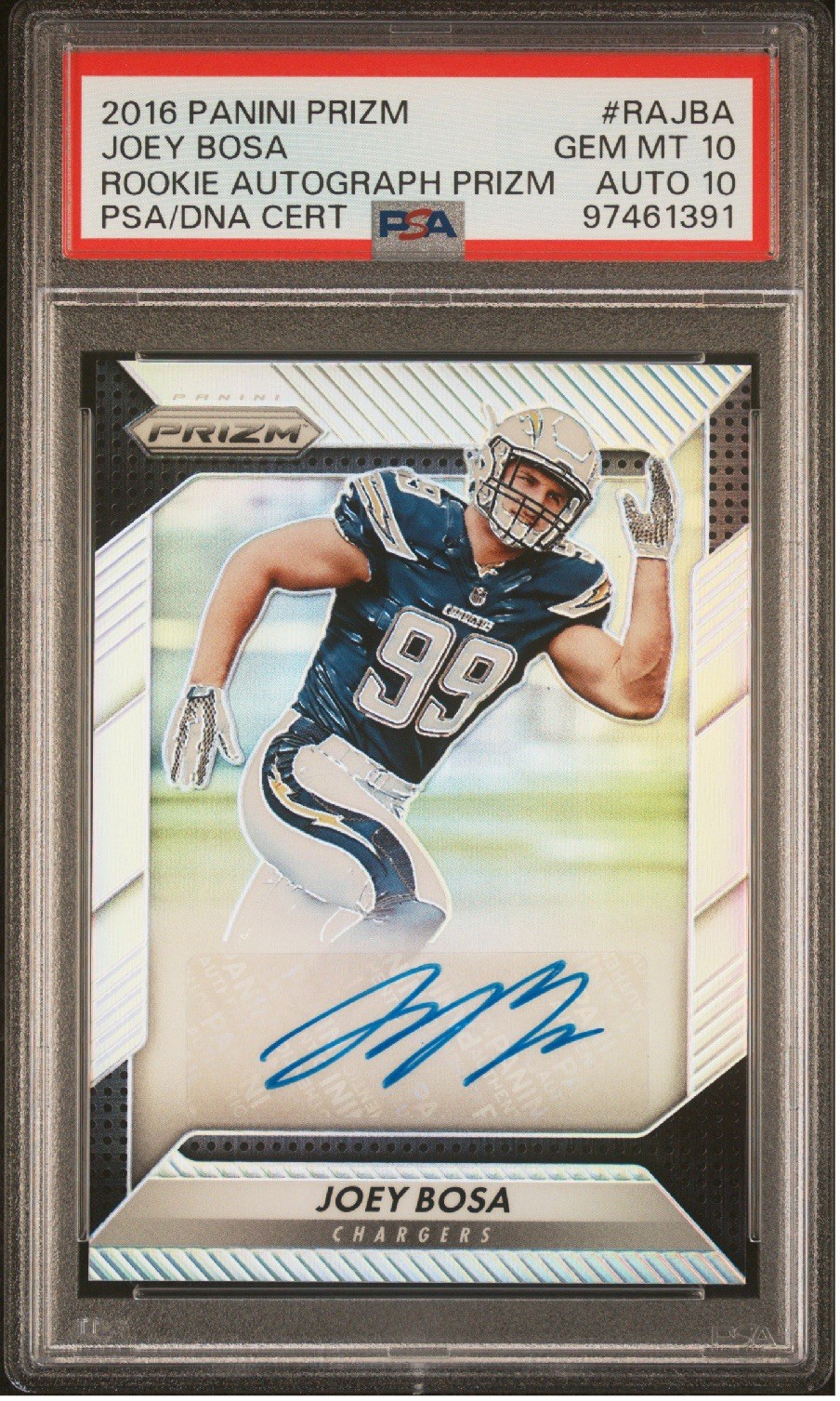 2016 Panini Silver Prizm Joey Bosa Auto PSA Gem Mint 10 Auto 10, Chargers Rookie