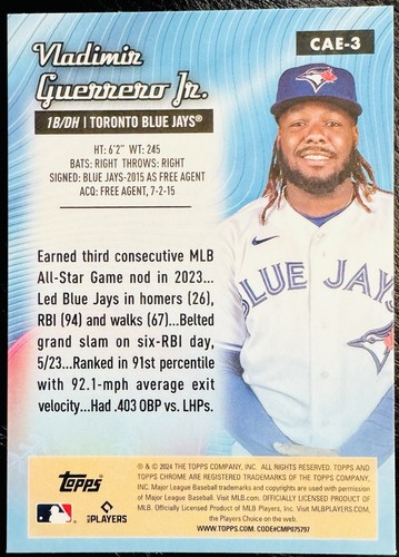 2024 Topps Chrome VLADIMIR GUERRERO JR All-Etch Insert #CAE-3 Toronto Blue Jays - Picture 2 of 2