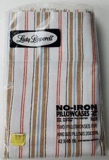 Lady Pepperell 2 King Pillowcases No Iron Striped Vintage