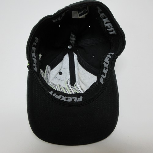 Hurley Hat Cap Fitted Boys Small Black Green Embroidered Flexfit Youth Skater - Picture 8 of 11