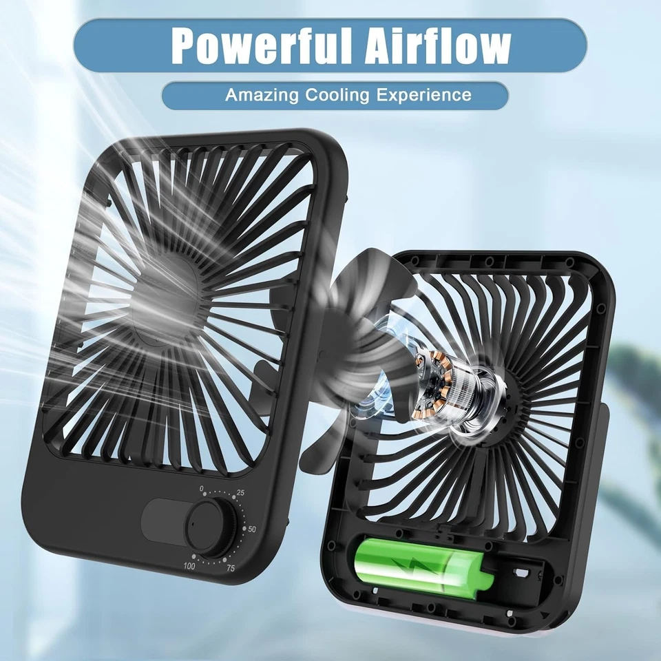 Ventilador portátil 100 velocidades, silencioso, recargable, inclinable 180° Foto 2 de 4
