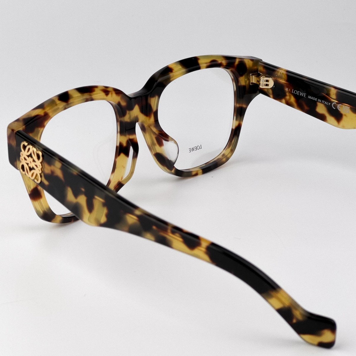 New Loewe LW50091F 056 Tortoiseshell Acetate Square Glasses Gold Logo Authentic LOEWE EYEWEAR Anagram square-frame tortoiseshell acetate  main image 4