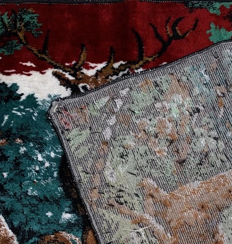 Vintage Tapestry Deer Family Wall Hanging Rug 1970s Velvet Style 37” X 20” - Picture 5 of 7