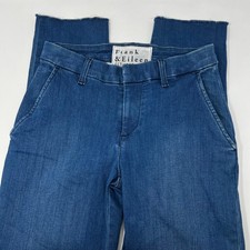Frank  Eileen Wicklow Italian Denim Blue Jeans Womens Size 2 Raw Hem USA Made