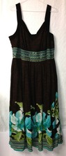 Dressbarn Size 14W Bohemian Floral Print Sundress, Midi Dress Sleeveless A43