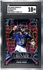 2023 Panini Chronicles Drew Romo Crusade Crusade SGC 10 Pink Velocity Prizm /17