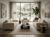 Beiges Wohnzimmer-Set 3+3+1-Sitzer-Sofas Polster-Sofas Aus Stoff Sessel