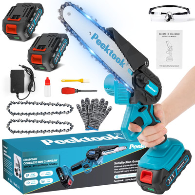 Mini Chainsaw Cordless 6Inch, Peektook Chain Saw Electric Chainsaw Battery Ch...