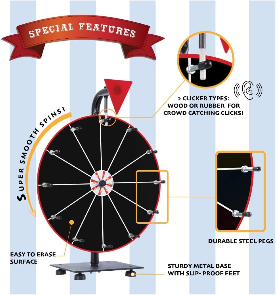 5 in 1 Tabletop Prize Wheel Spinner - 12" Carnival Games Smooth Spinning... 