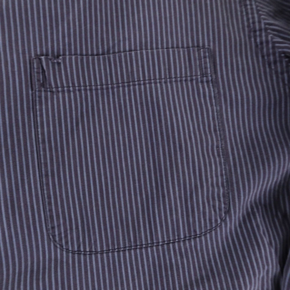 Camisa Calvin Klein Para Hombre L 16.5 Azul Rayas Algodón Manga Larga Camisa Abotonada Foto 3 de 4