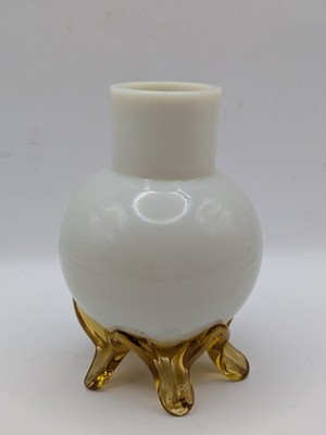 Stevens & Williams viktorianische Uran Puddingglas Bernstein Elfenbein Knospe Posy Vase sehr guter Zustand