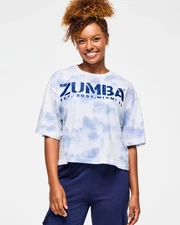 Zumba Blue Jean Oversized Boxy Crop Top - Wear It Out White - XS  S  M   L ~New!