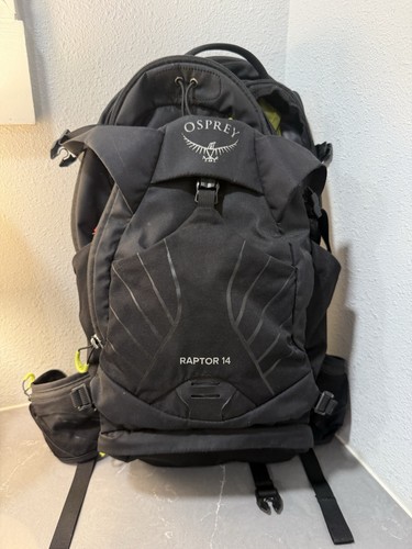 OSPREY Raptor 14 Hydration Mountain Bike Backpack Black/Green/Lime No Bladder