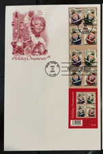 US,  FDC #3883-3886 ARTCRAFT PARTIAL CHRISTMAS SANTAS from Booklet Pane of 20