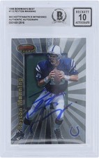 Peyton Manning Colts Autographed 1998 Bowman's Best #112 Beckett 10 Rookie Card. rookie card picture