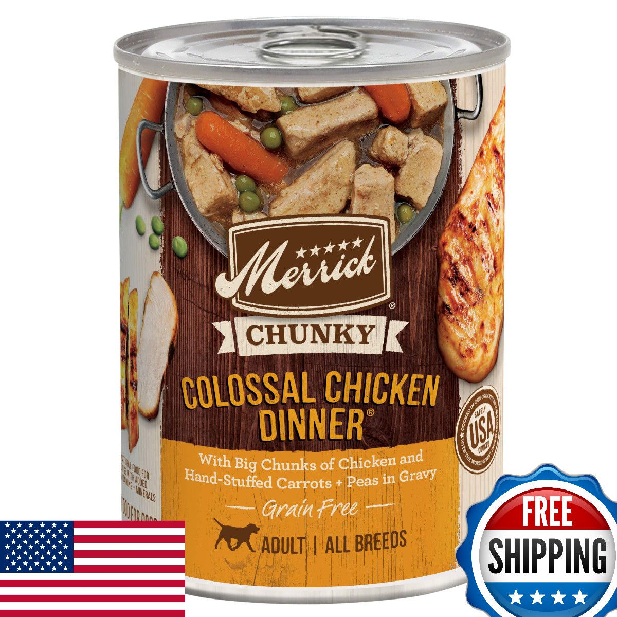 Merrick Chunky Grain Free Premium And Wholesome Canned Dog Food, Real Meat Colos