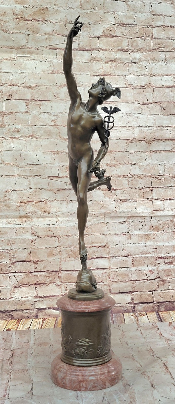 Handmade Lost Wax Method Bronze Sculpture Large Hermes Flying Mercury by Milo