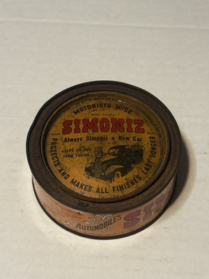 #ad VINTAGE SIMONIZ WAX TIN FURNITURE amp; AUTOMOBILE WITH ORIGINAL POLISH I believe $39.99