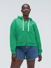 Everlane women  s The Track Organic Cotton Hoodie Bright Jade Size S NWT
