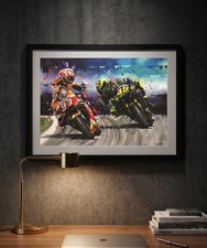 Valentino Rossi Marc Marquez MotoGP art print from painting by Greg Tillett
