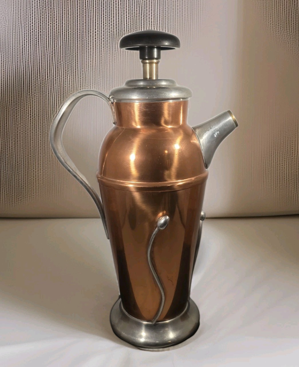 Vintage Lotus Bud Ware Copper French Press Coffee Pot Model 4011 MCM