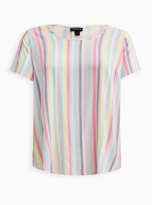 Torrid Abbey Stripe Rayon Slub Top Multi Plus Size 3 3X 22 24 #H26427