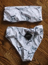 ZAFUL Tie Dye Black and White Bikini Swimsuit - Size Small, NEW with TAGS 