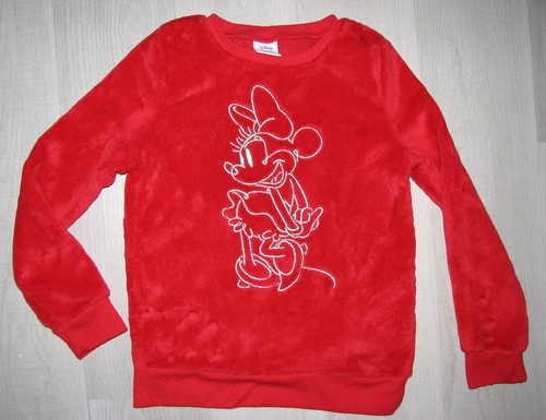 Disney Jumping Beans Girls 7 Red Fuzzy Minnie Mouse Embroidered Sweater Top