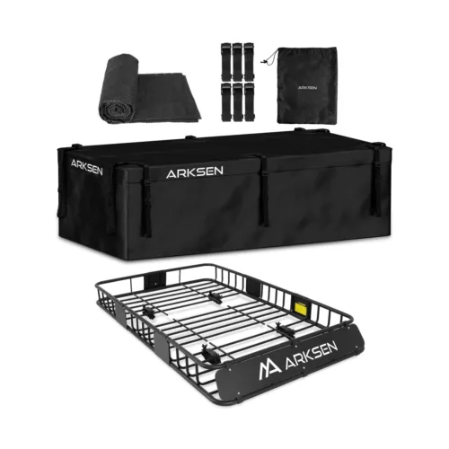 ARKSEN 64 x 39 Inch Universal 150LB Heavy Duty Roof Rack Cargo with 500D PVC ...