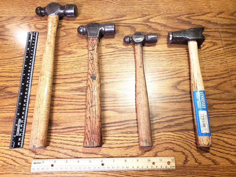 Lot of 4 Vintage Blacksmith Hammers 3/4" Top Swage Hammer + 3 Ball Pein SEE PICS