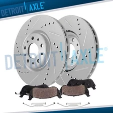 Front Drilled and Slotted Brake Rotors Brake Pads Kit for 2014 - 2020 FIAT 500L