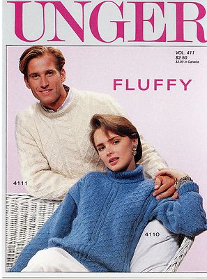 Unger Fluffy Vintage 1980s Knitting Pattern Lealfet Vol 411 - Men, Women, Kids