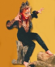 LEOPARD WILDKATZE KOSTÜM Kätzchen Catsuit Haarreif 98-104-110-116-122 Katze Cat