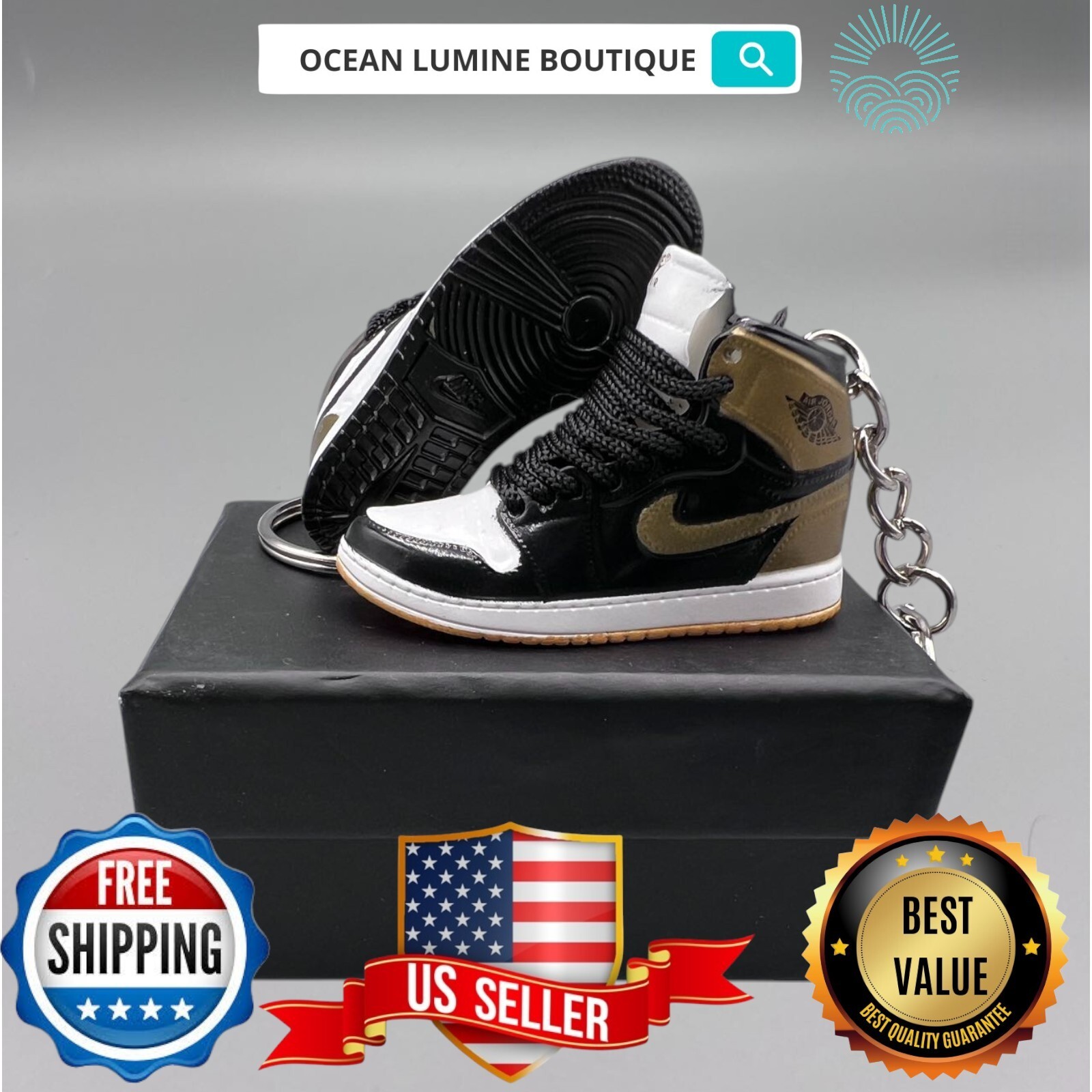 Air Jordan 3D Mini Sneaker Keychain, Basketball Sneaker Collectible, Box Options