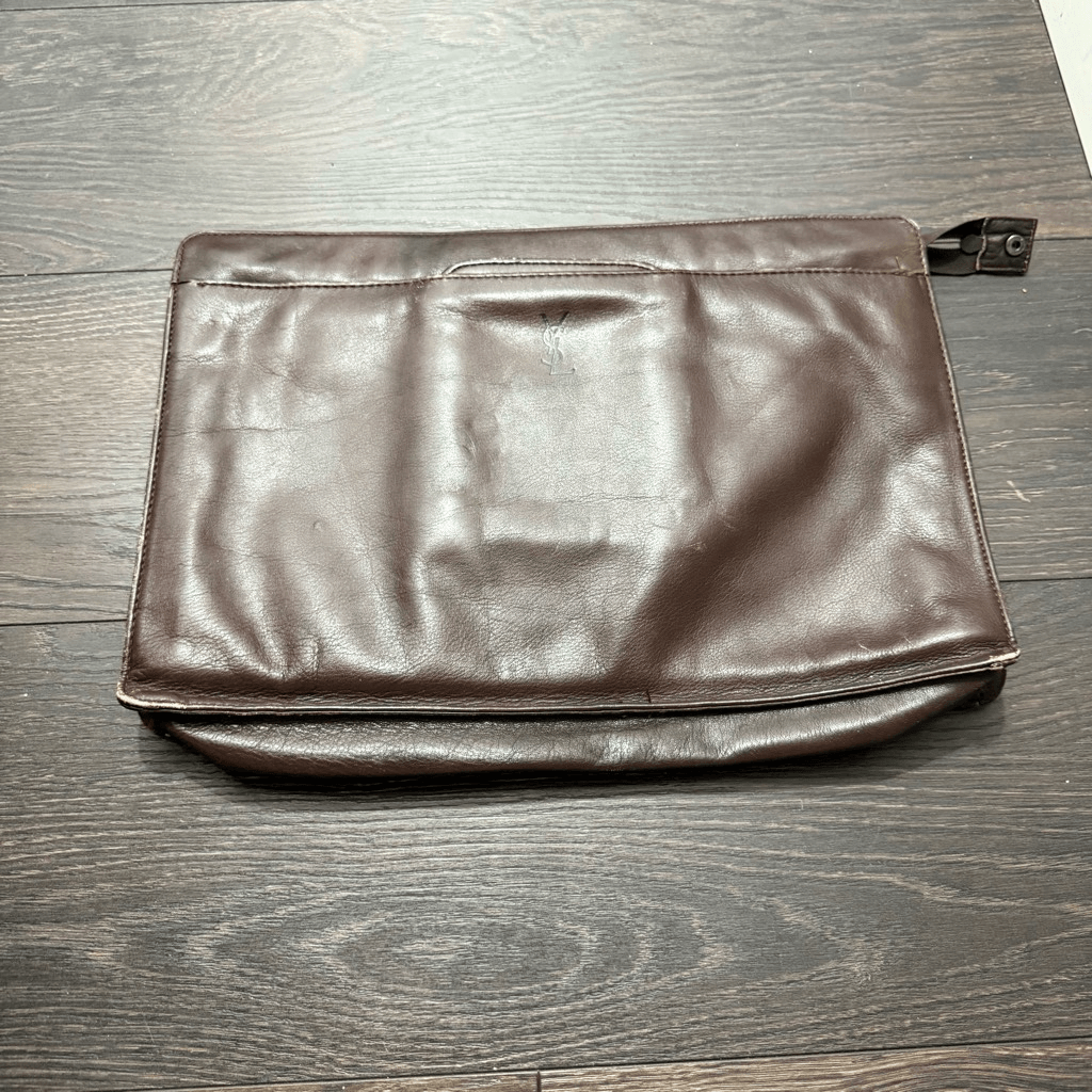 Borsa portadocumenti vintage rara YSL Yves Saint Laurent marrone