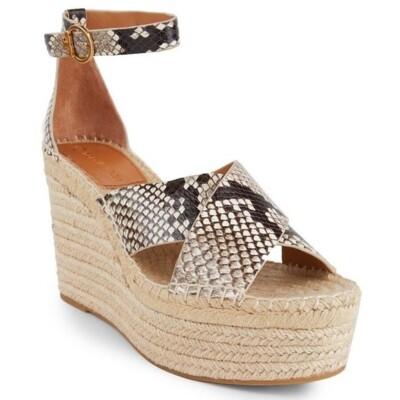 Tory Burch Espadrille Wedge Shoes Sandals Heels Size 81/2 Leather