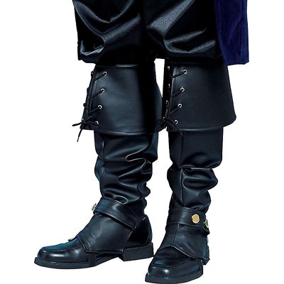 Pirate Boot Covers Blk Vinyl Multi Use Laced Cuff Boot Tops With