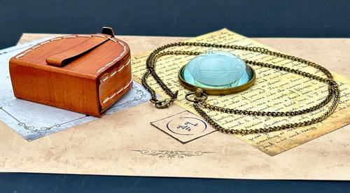 Pocket Magnifying Glass & Leather Box 20X Pocket Monocle Costume Antique Retro, - Picture 9 of 9