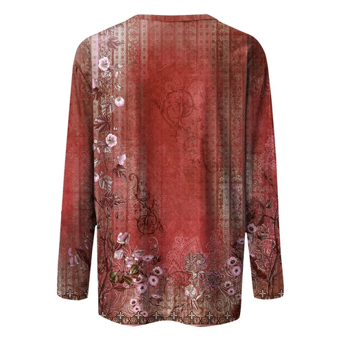 Ladies Casual Loose Long Sleeve Tee T Shirts Womens Boho Tops Blouse Size S-5XL - Foto 7 di 47