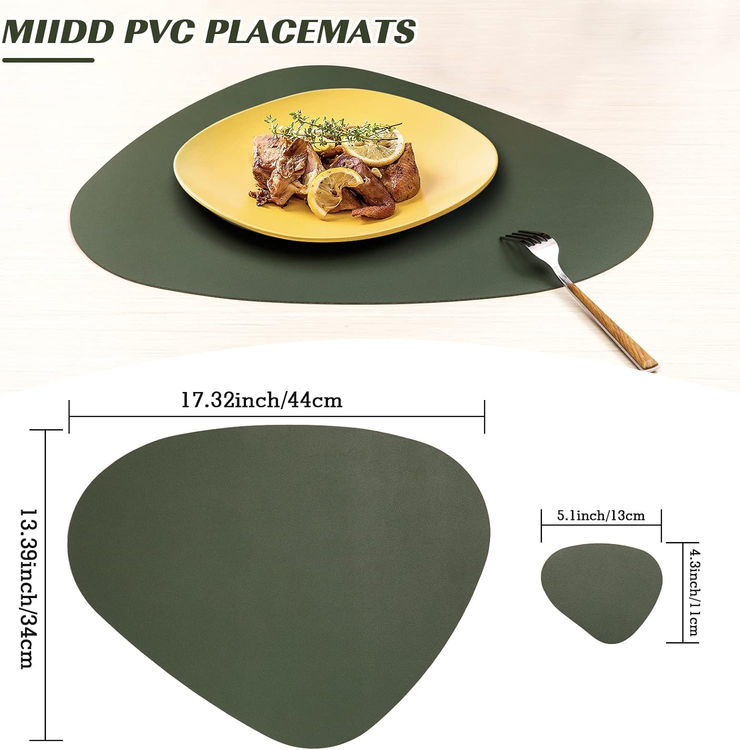 Set de table rond lavable en cuir impermeable avec dessous de table antiderapant