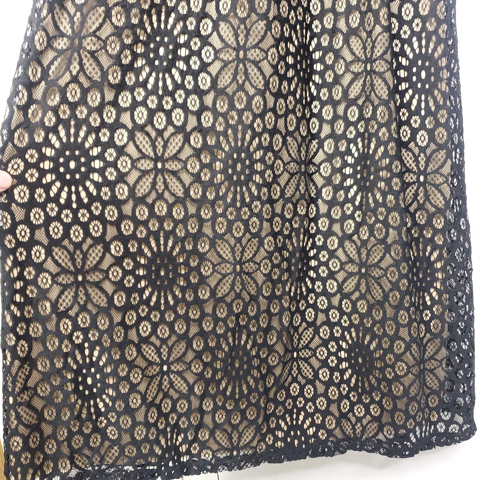 VALENTINO Abito vintage donna piccolo lunghezza intera maxi pizzo maglia floreale ballo ritaglio petto