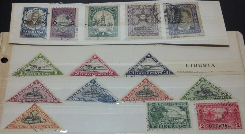 Lot "A" of 15 Liberia postage stamps Includes triangle stamps NM/VF Colorful
