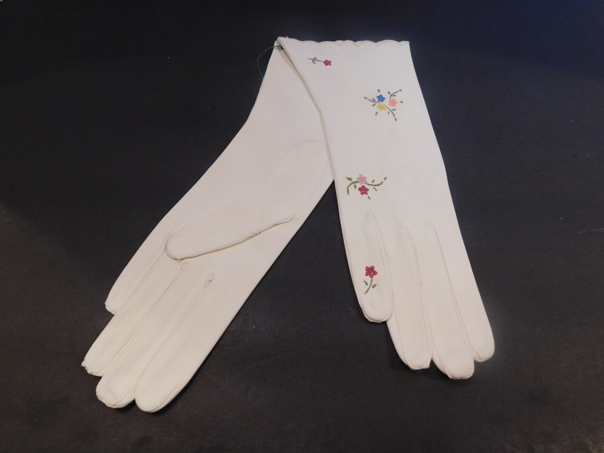 A MANCO ROMA LADIES WHITE BRUSHED COTTON W/ FLOWERS GLOVES UNLINED SIZE 6 |  eBay