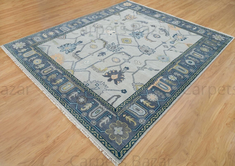 New Oushak Rug Contemporary hand-Knotted Living Room Area Rug Color Cream 8x10 - Image 4 of 4