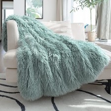 Decorative 2.8" Long Hair Soft Fuzzy Faux Fur Throw Blanket 50" x 60", Luxury...