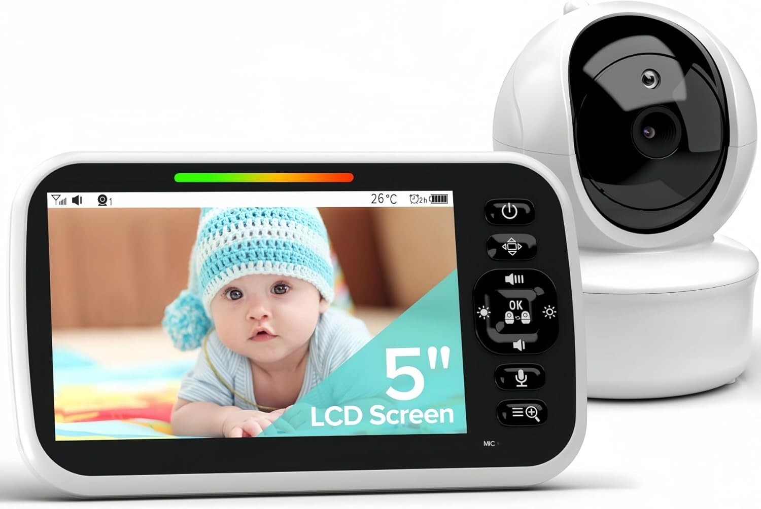 Baby Monitor with Camera, Audio, Night Vision, 2Way Talk, Temperature Monitoring-image
