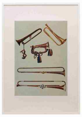 Gibb William 1921 Cavalry Bugles & Trumpets A3 A4 gerahmter Druck Bild